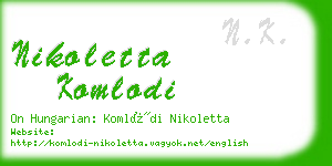 nikoletta komlodi business card